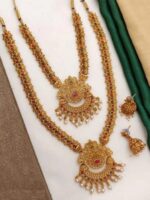 Bridal Antique Temple Jewellery Set – Long Double Haaram - Image 3