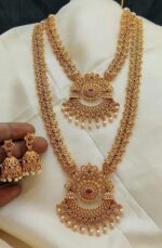 Bridal Antique Temple Jewellery Set – Long Double Haaram - Image 2