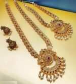 Bridal Antique Temple Jewellery Set – Long Double Haaram - Image 4