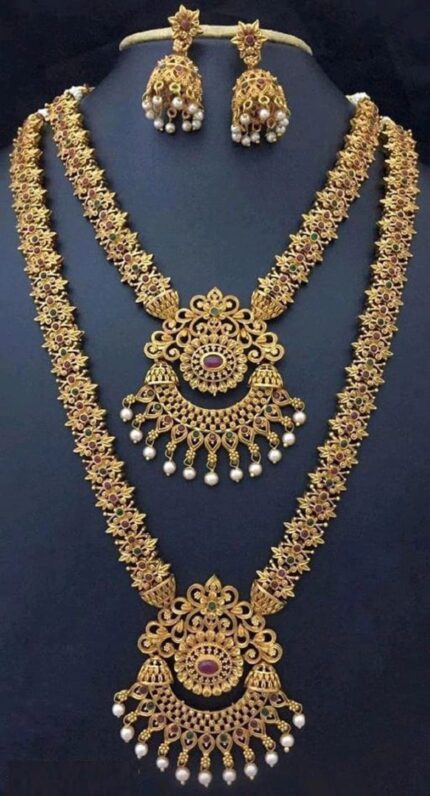 Bridal Antique Temple Jewellery Set – Long Double Haaram