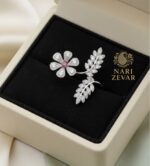 Floral Sparkle Double Finger Ring