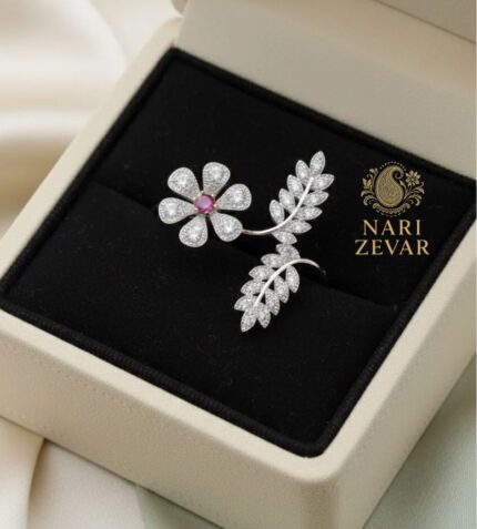 Floral Sparkle Double Finger Ring