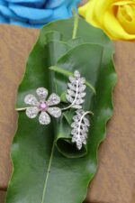 Floral Sparkle Double Finger Ring - Image 2
